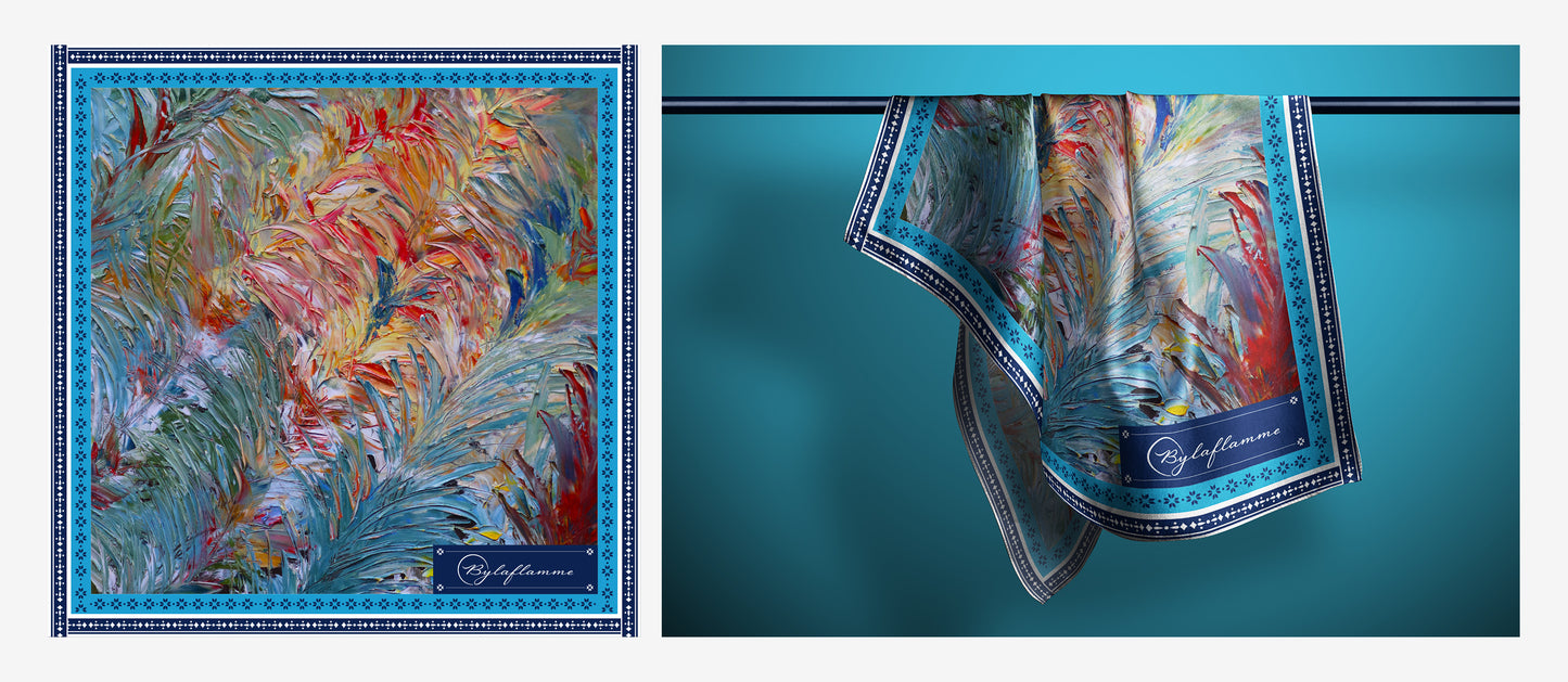 Éclosion - Foulard en soie 90 x 90 cm