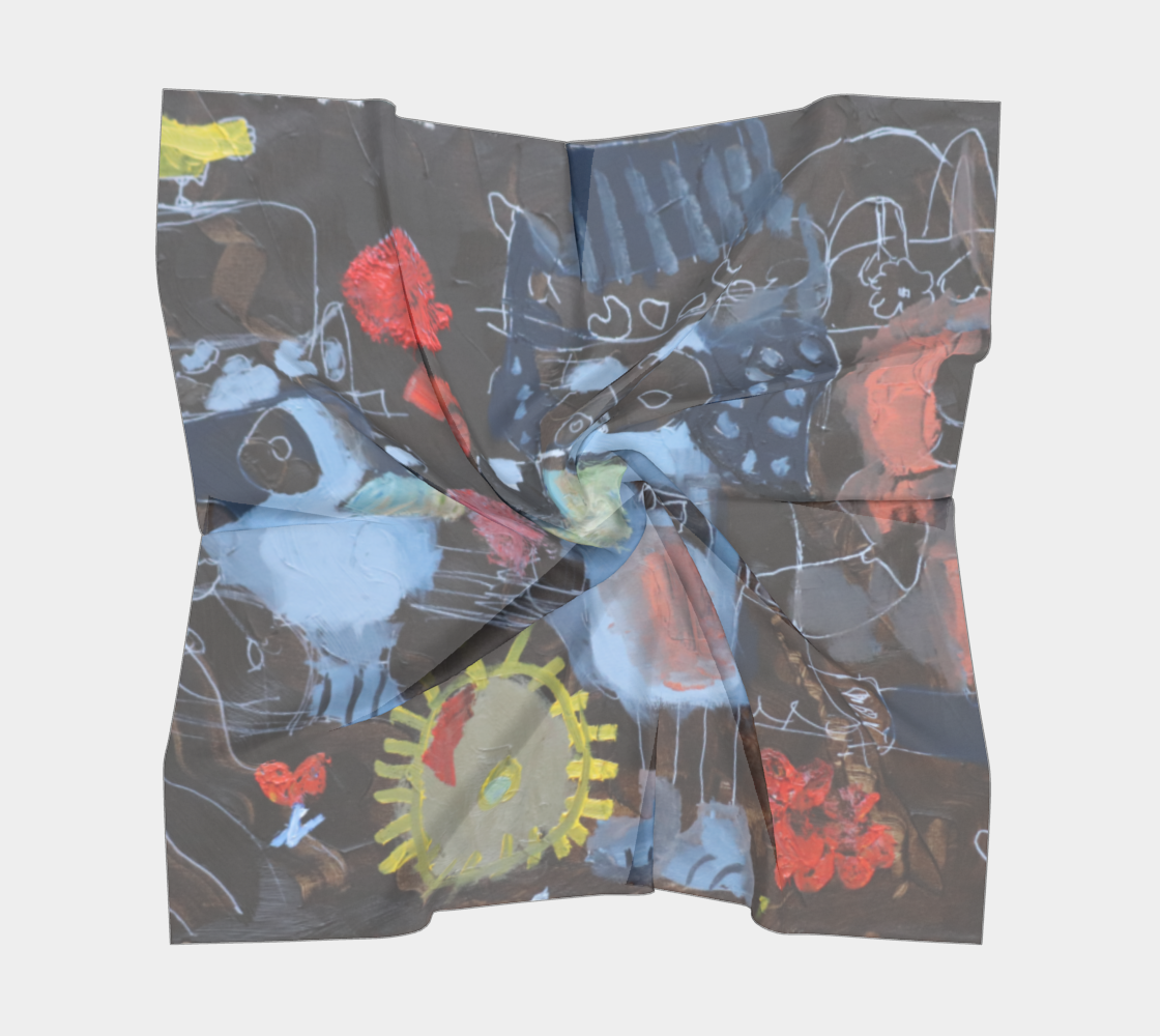 Foulard carré - Les hiboux en fête