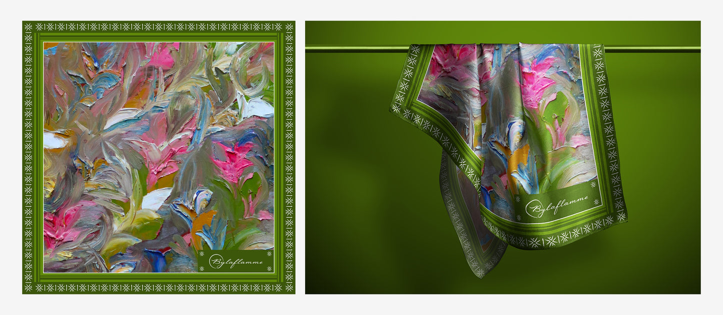 Forêt fluide - Foulard en soie 90 x 90 cm