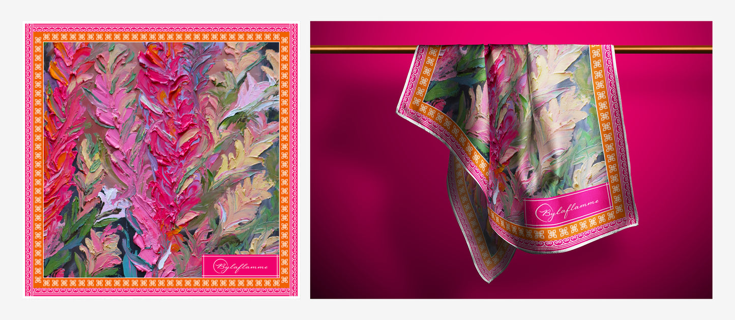 Fleur sauvage - Foulard en soie 90 x 90 cm